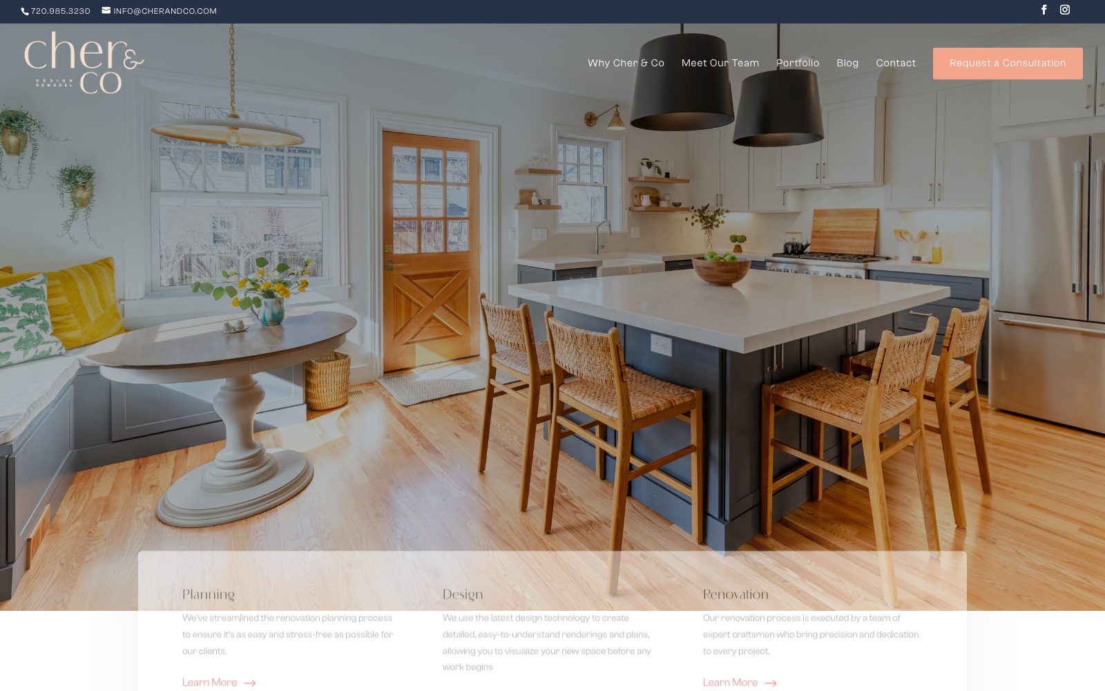 The current cherandco.com homepage