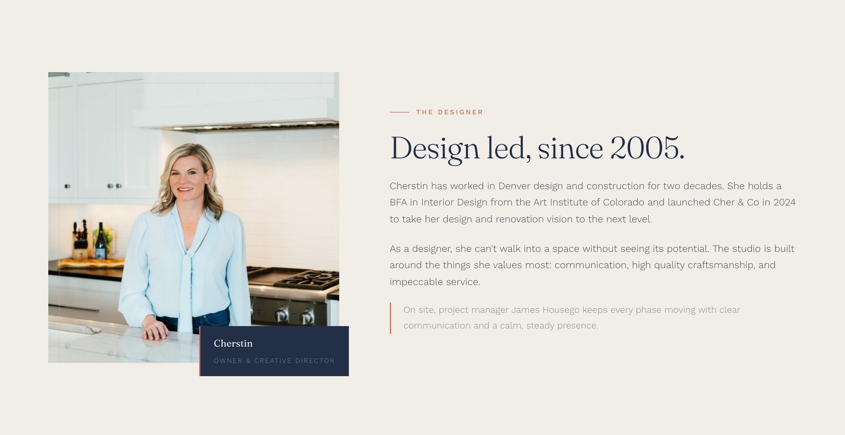 The studio section of the new homepage