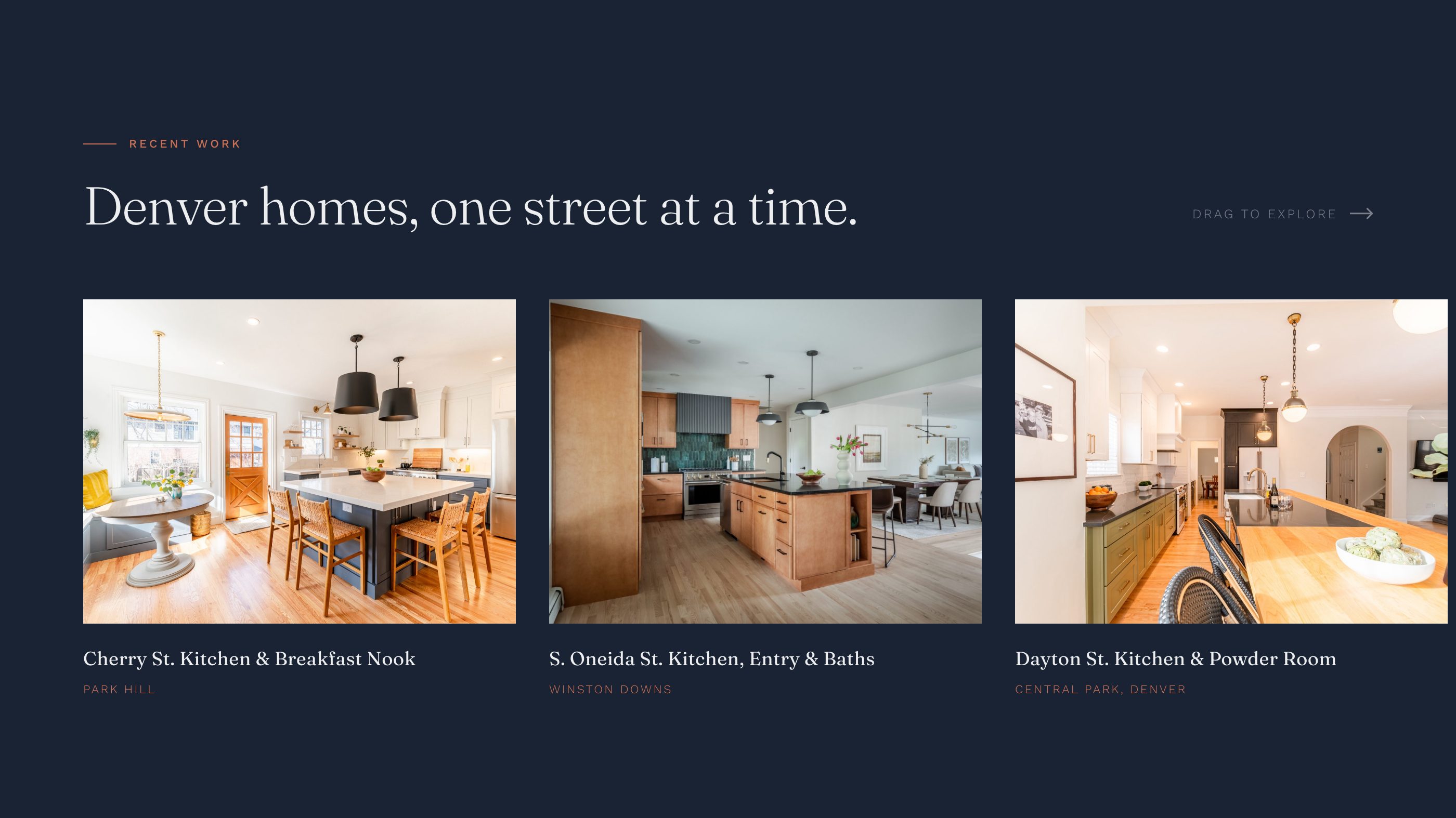 The recent work section of the new homepage