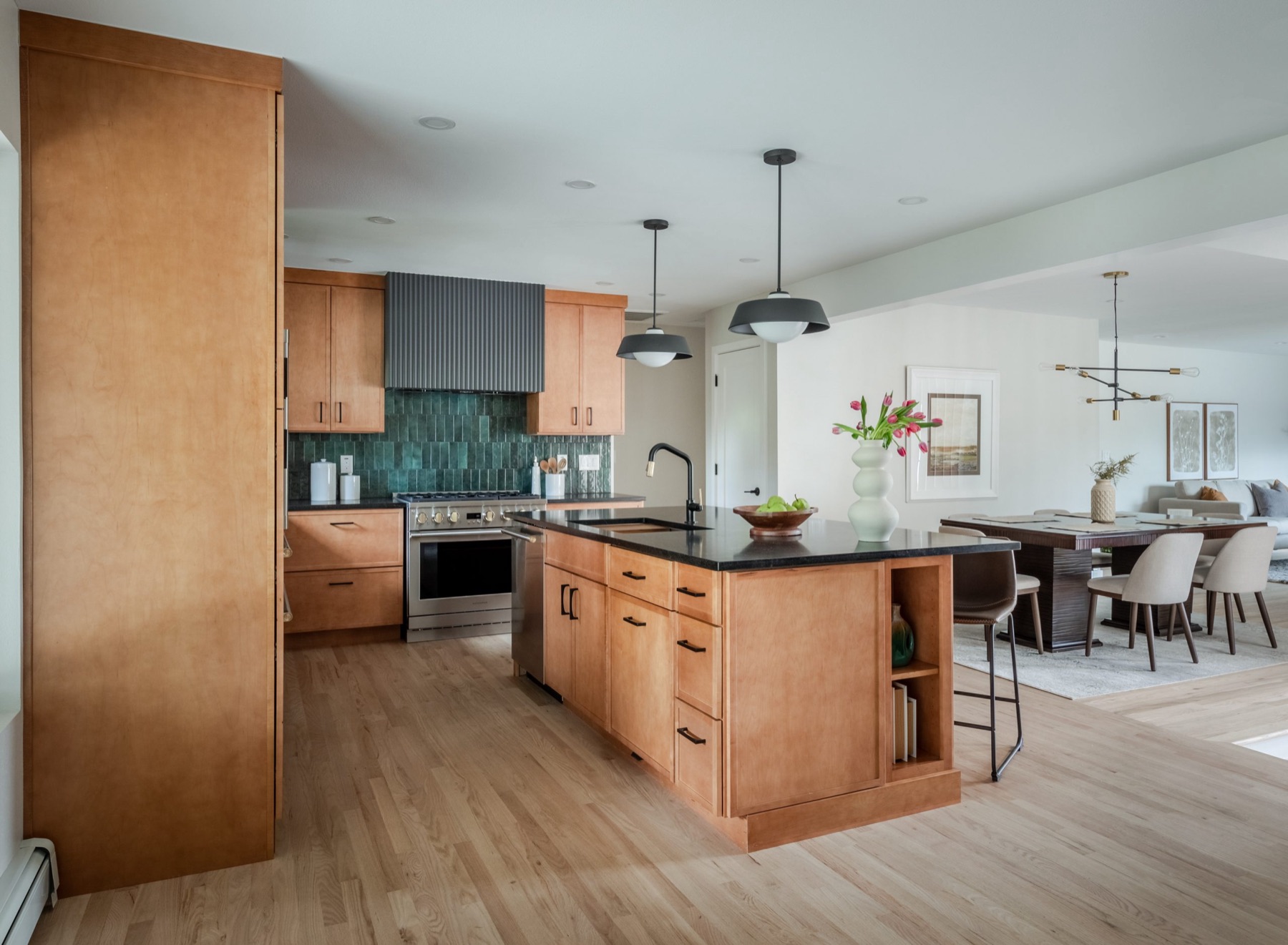 S. Oneida St. kitchen with warm wood cabinetry